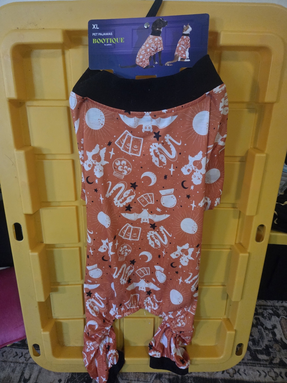 Petco Orange Printed Pet Pajamas with Black Trim - XL